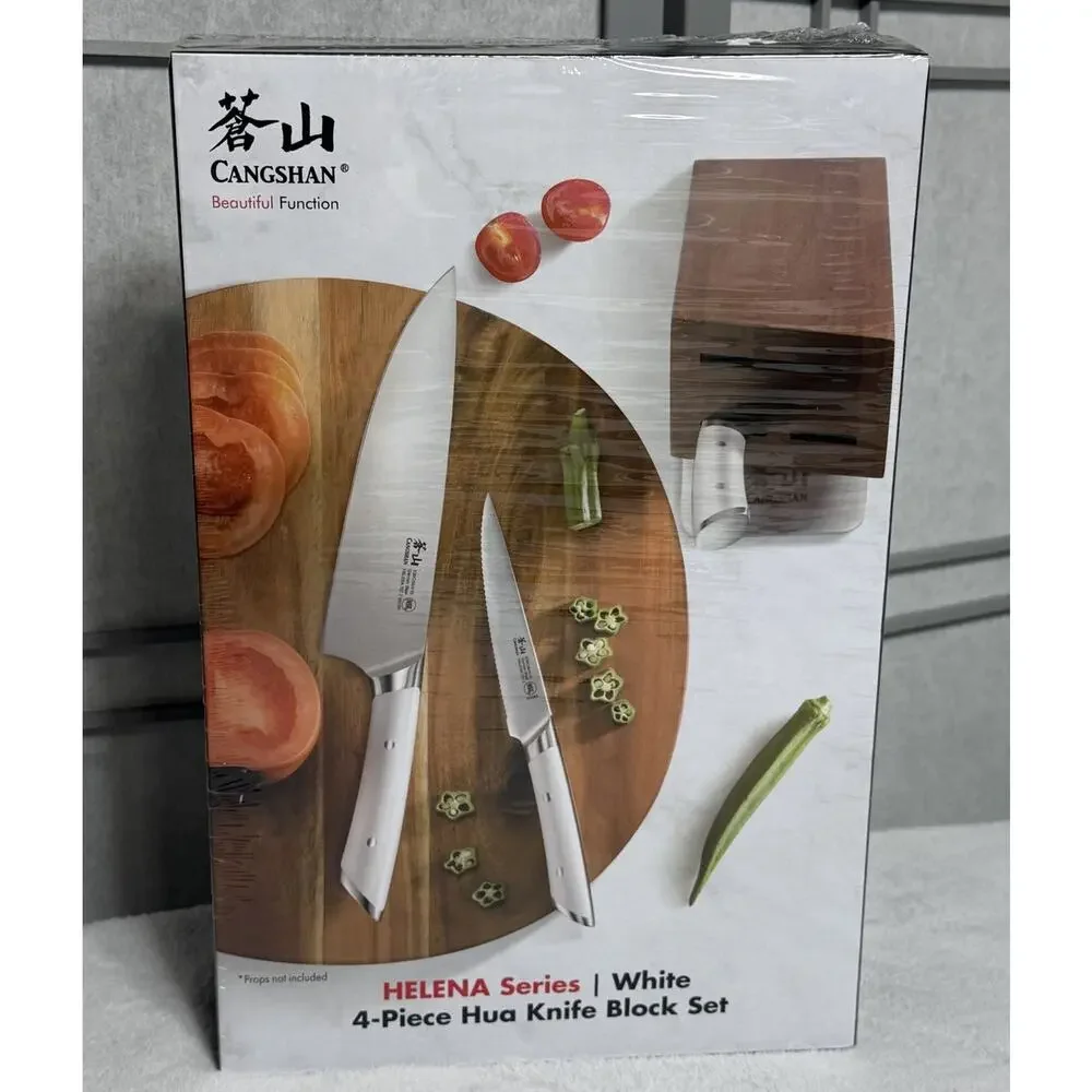 Brand New! Cangshan Helena Series 4-PC Hua Knife Block Set